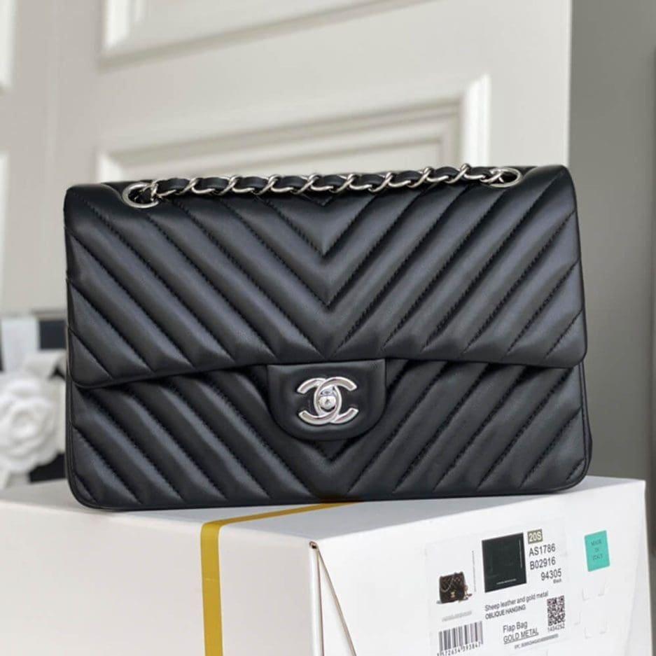 Alternative view of Chanel Classic Chevron Tweed Medium Flap Silver