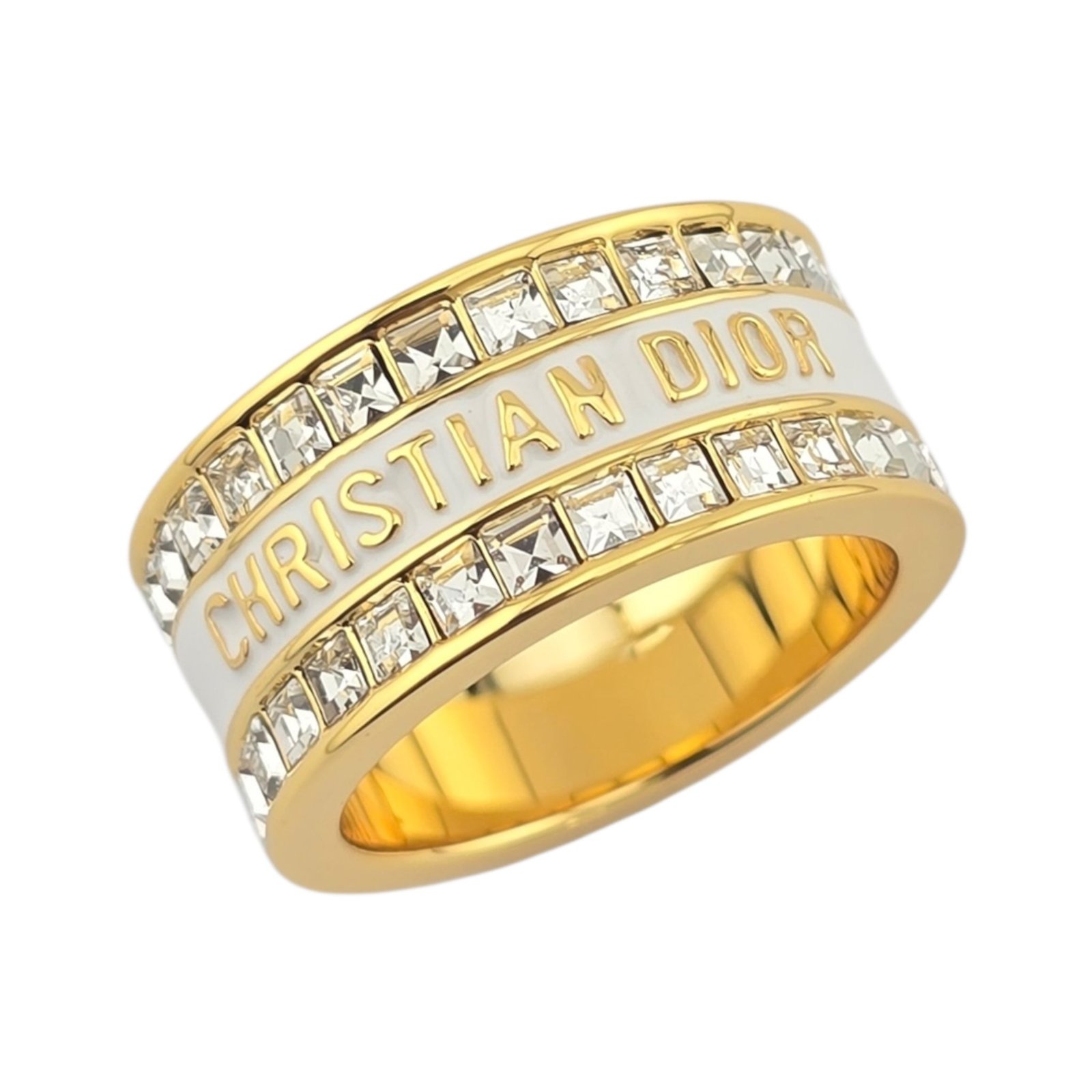 Dior Crystal Logo Band Ring