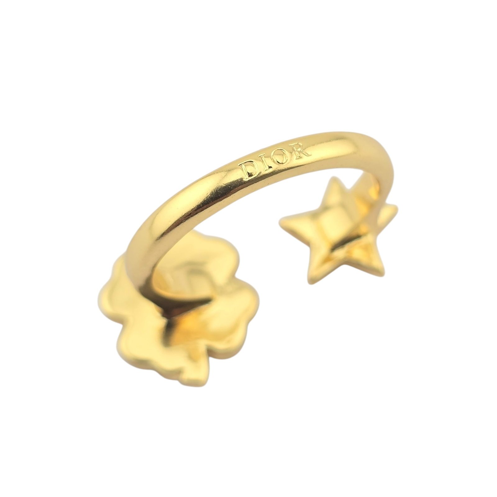 Dior White Enamel Four-Leaf Clover Star Ring - Image 4