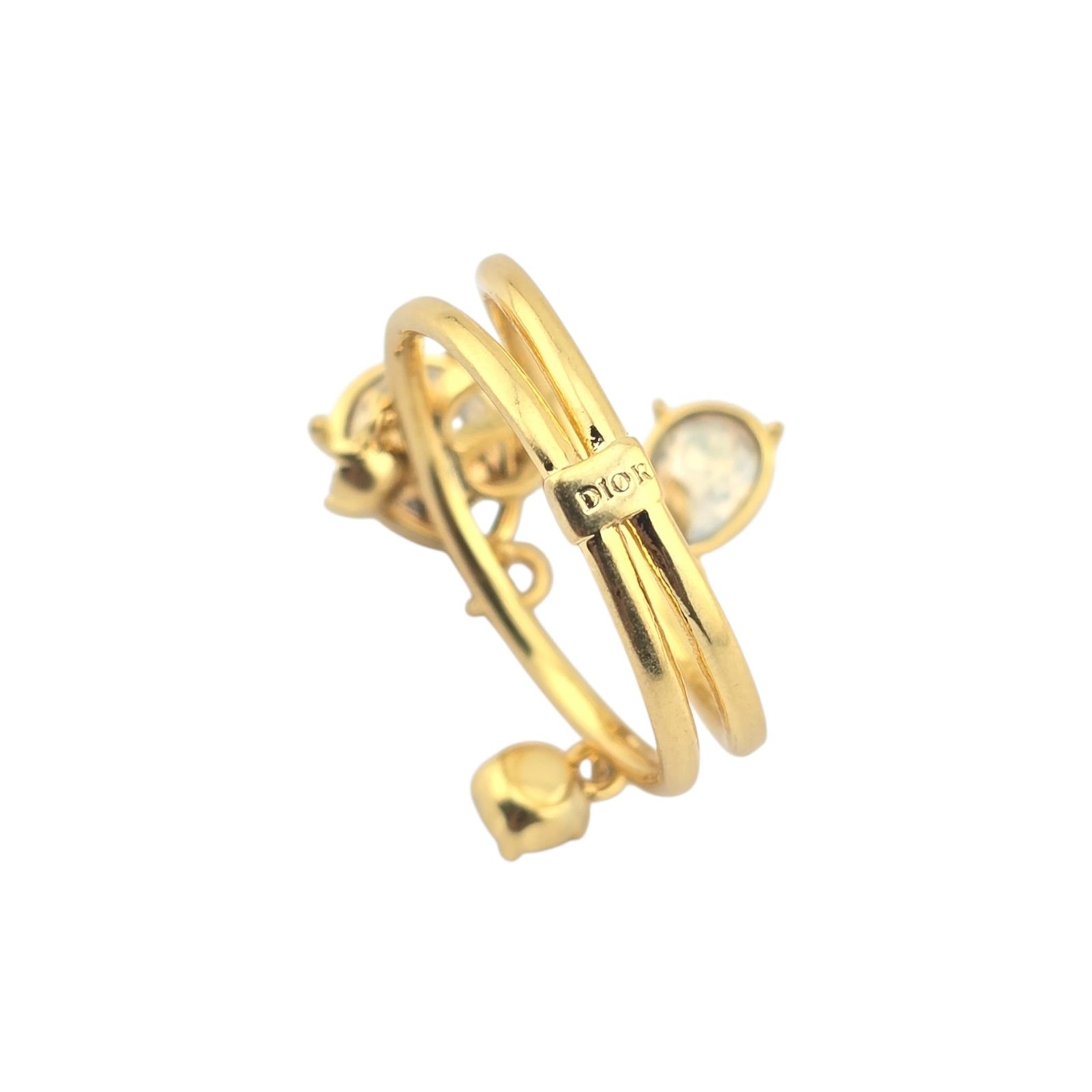Dior Multi Teardrop Crystal Double Loop Ring - Image 5