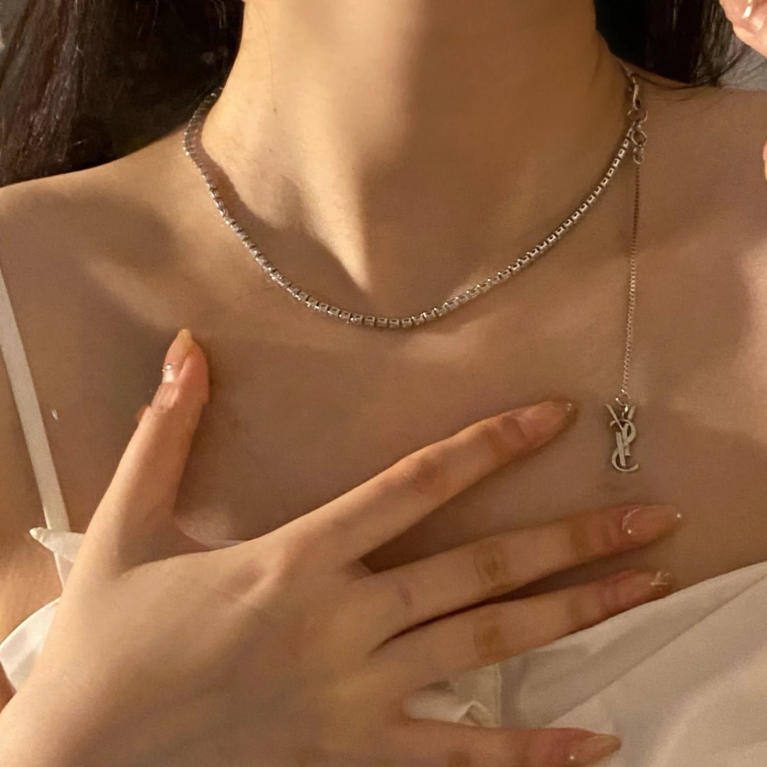 Alternative view of YSL Crystal Chain Jewelry Set