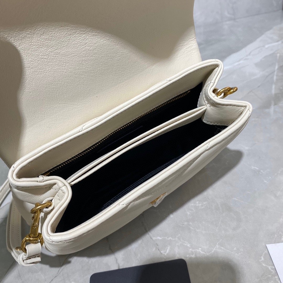 Saint Laurent Loulou Toy Strap Bag In Quilted Y White 20Cm - Image 7