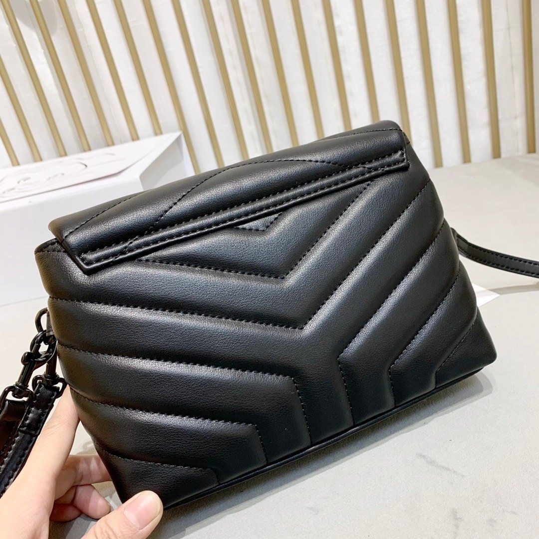 Saint Laurent Loulou Toy Strap Bag In Quilted Y Black With Black Hardware 20Cm - Image 6