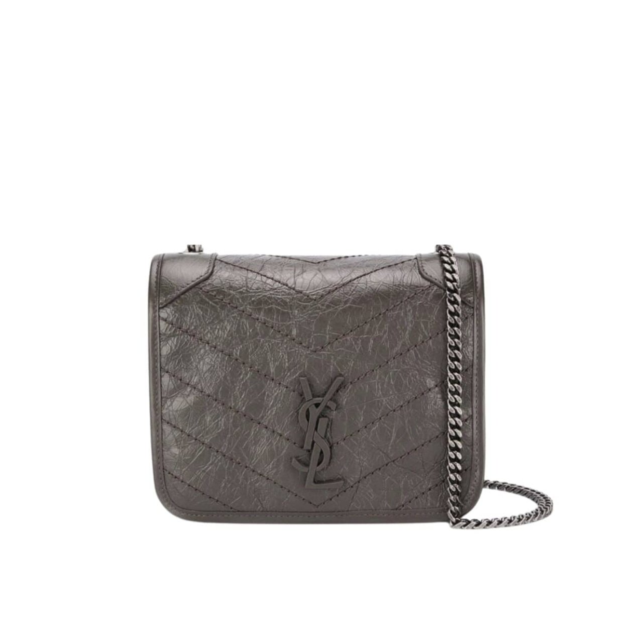 Saint Laurent Niki Vintage Leather Chain Wallet Beige 19Cm