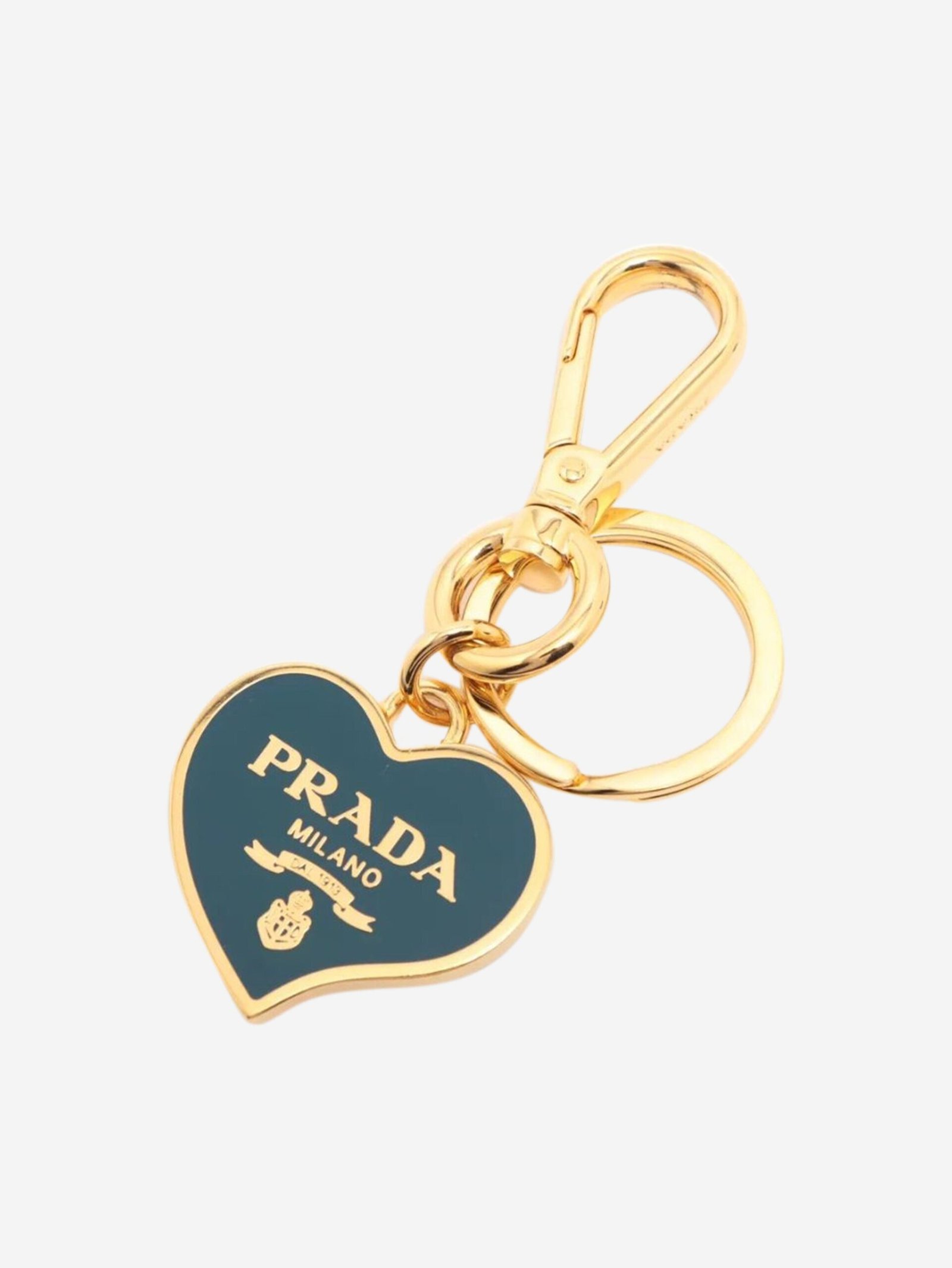 Prada Blue Heart Blue & Gold Keychain