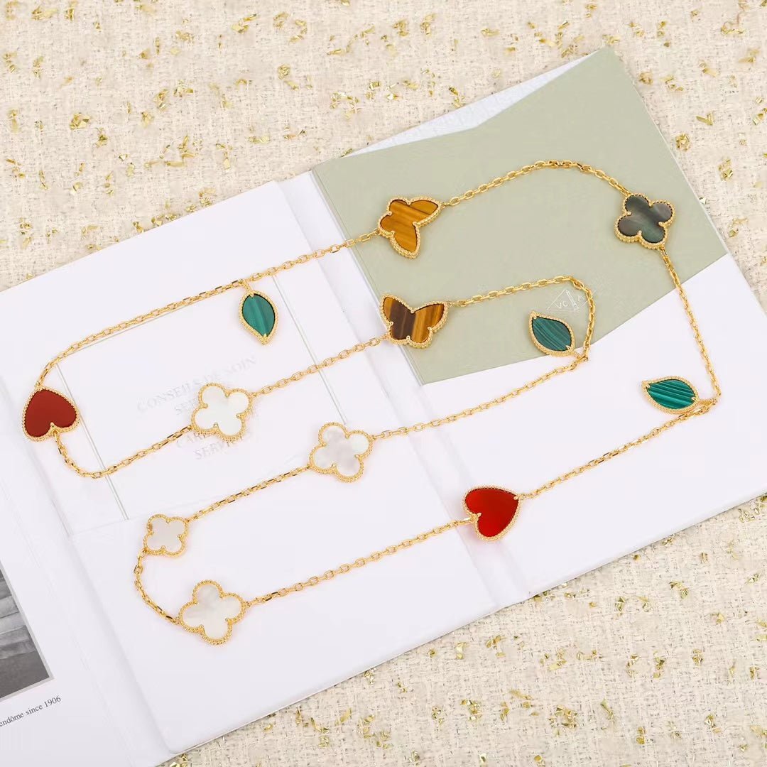 VCA Lucky 12 Motifs Multi-Stone Gold Necklace