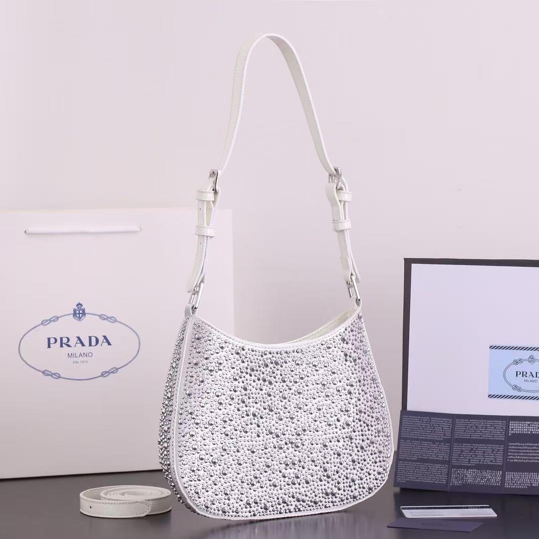 Prada Cleo Satin Crystal Shoulder Bag - Image 3