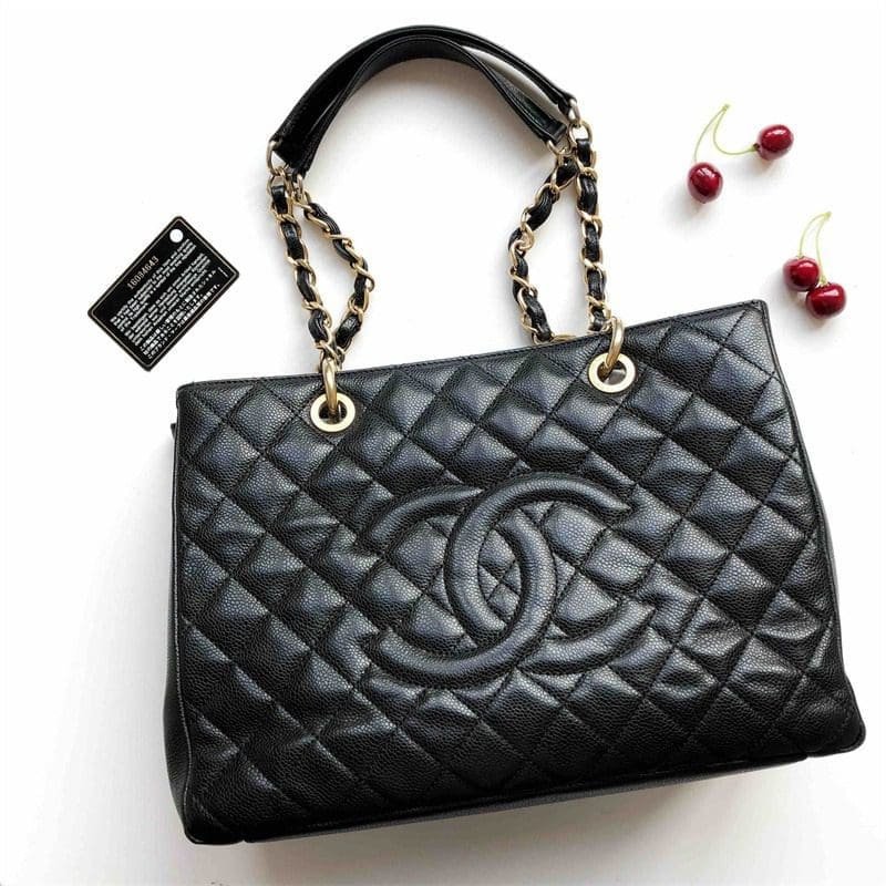Alternative view of Chanel GST Calfskin Shopping Tote Bag (Black)