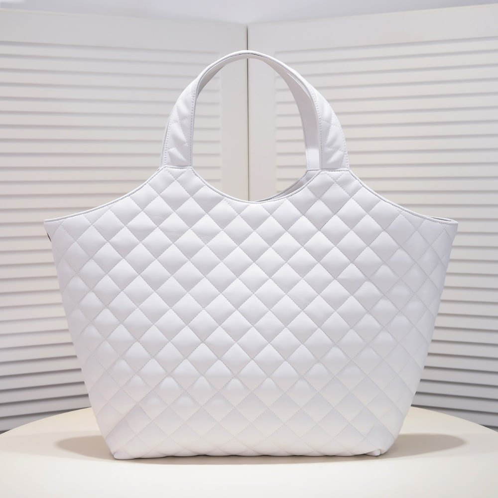 YSL Icare Maxi Quilted Leather White Tote - Image 5