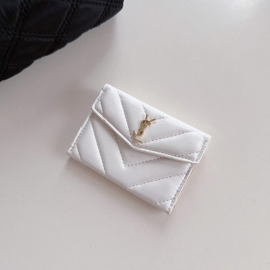 Alternative view of YSL V-Quilted Leather Card Holder (Multi-Color)