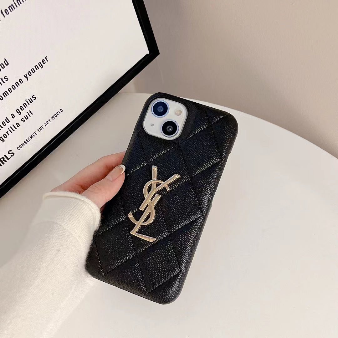YSL Mint Green Quilted Leather iPhone Case - Image 5