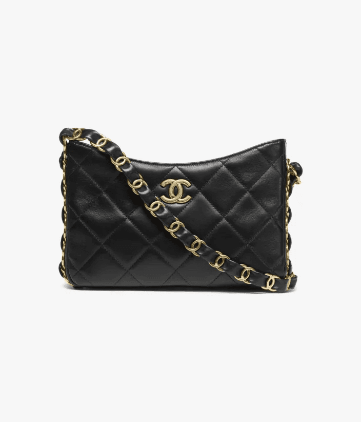 Chanel Hobo Lambskin Shoulder Bag (Black)