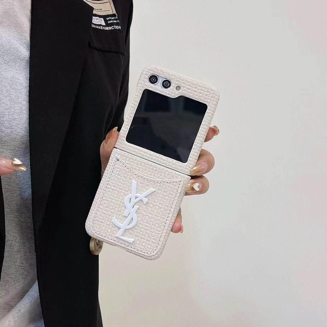 YSL Tweed Fabric Flip Phone Case - Image 6