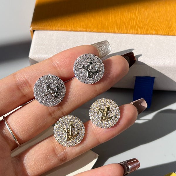 LV Pave Logo Stud Earrings