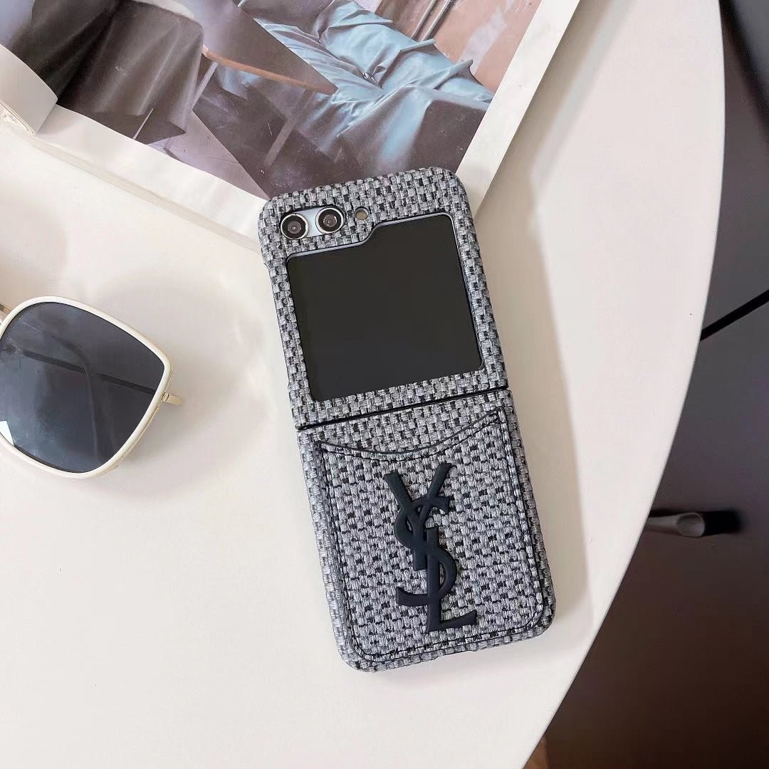YSL Tweed Fabric Flip Phone Case - Image 9