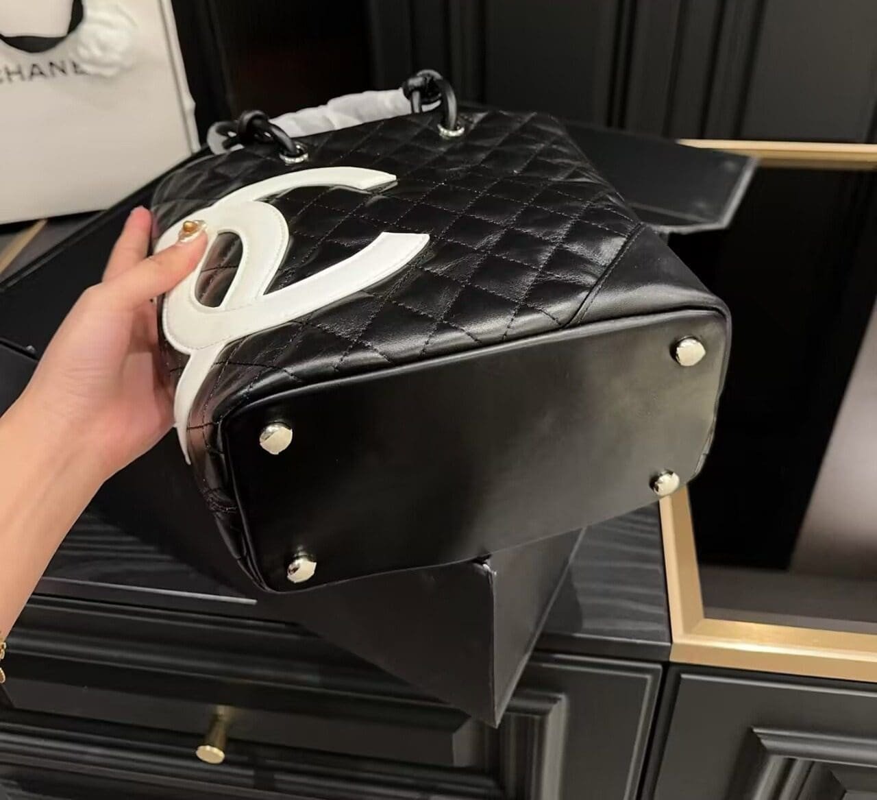 Chanel Cambon Lambskin Leather Tote - Image 10