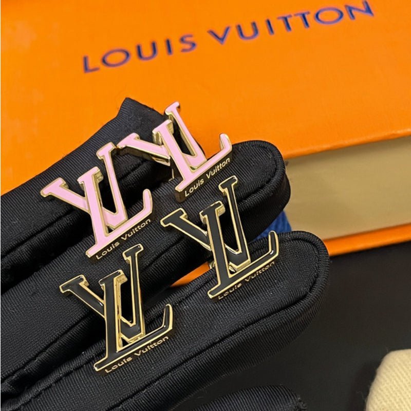 LV Enamel Logo Stud Earrings