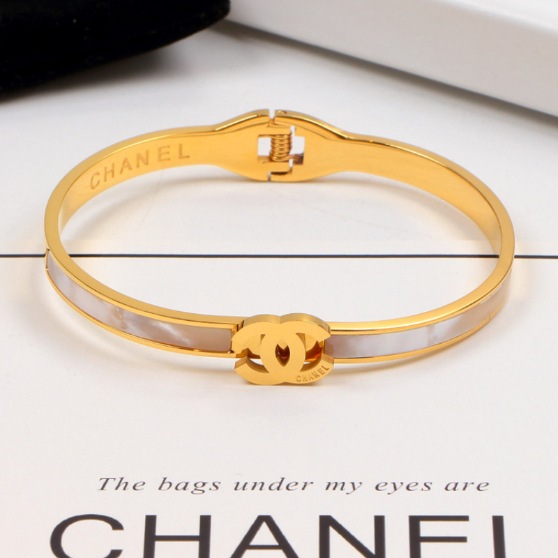Chanel Black Inlay Double C Cuff Bangle - Image 8