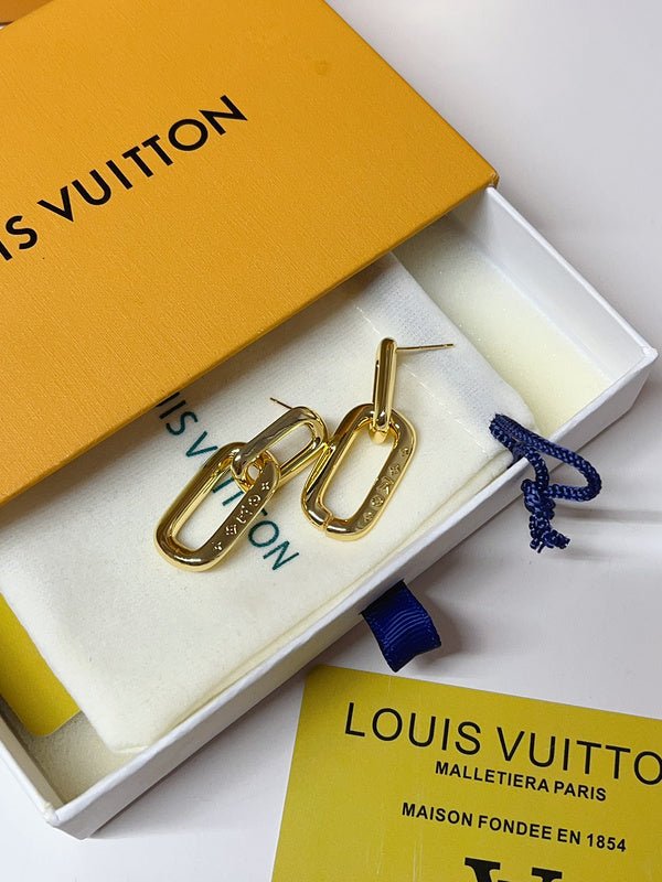 LV Chain Link Drop Understated Earrings - Image 5