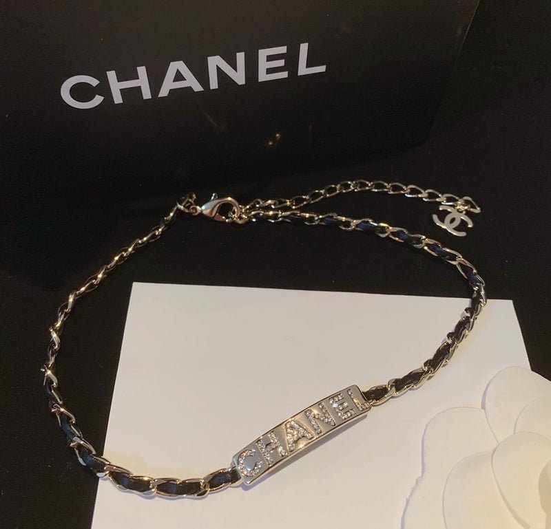 Chanel Silver Crystal Letter Chain - Image 6