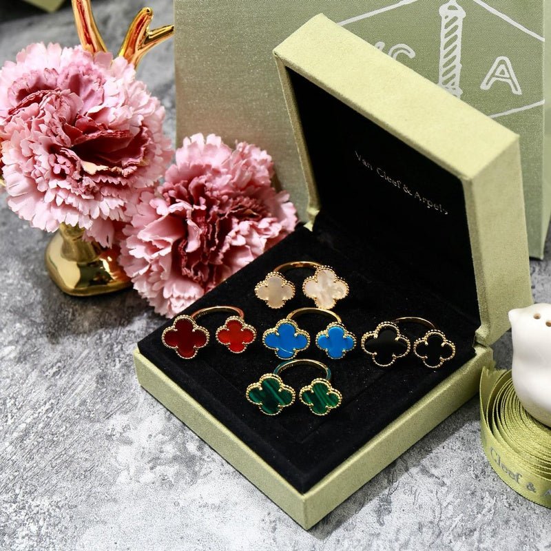 Dual Clover Open Adjustable Band Ring
