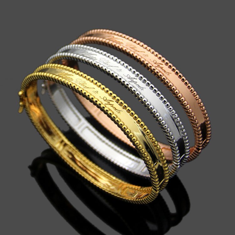 Vintage Bead Edge Plain Cuff Bangle