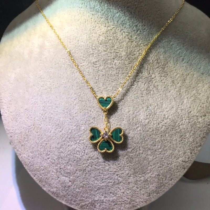 Four Heart Enamel Clover Women Necklace - Image 3