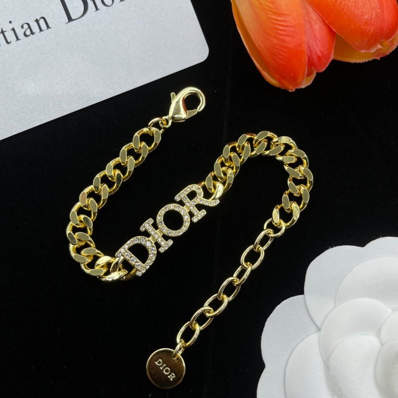 Dior Crystal "DIOR" Gold Bracelet - Image 4
