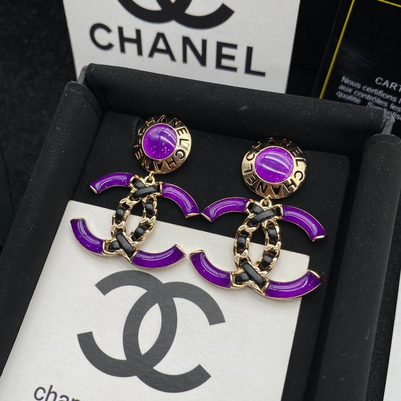 Chanel Purple Enamel Gem Double C - Image 5