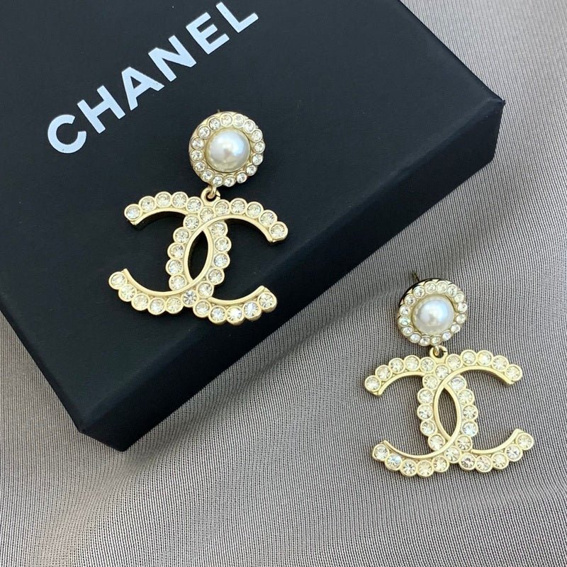 Alternative view of CHANEL Oversized Crystal CC Pearl Top Drop Earrings