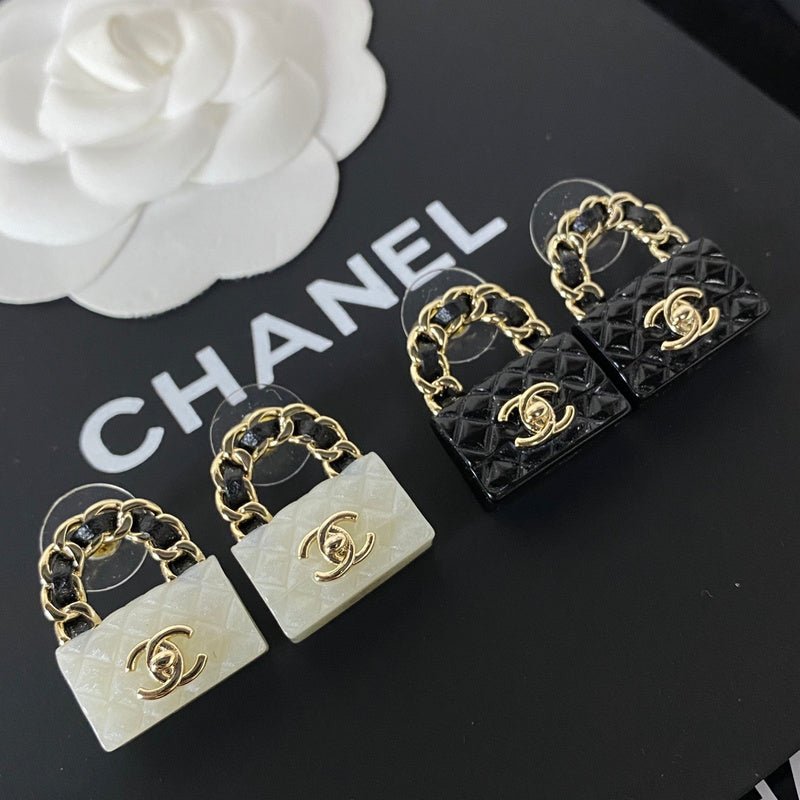 Chanel Quilted Handbag Shape Stud Earrings - Image 8