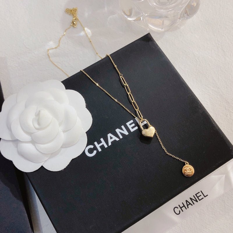 Alternative view of Chanel Heart Lock Coin Y-Drop Necklace