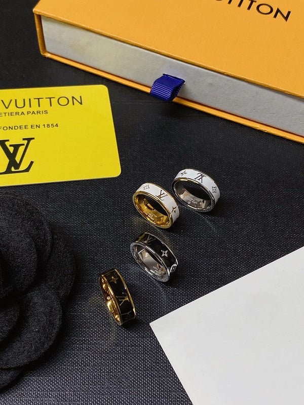 LV Two-Tone Enamel Band Clean-Lined Ring - Image 4