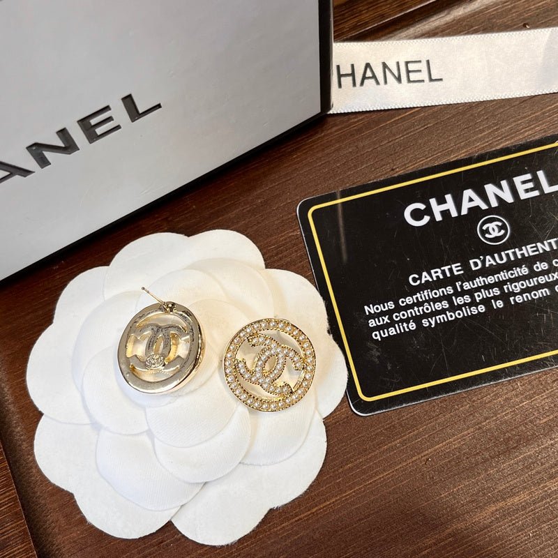 Alternative view of Chanel Crystal Ring Double C Stud Earrings