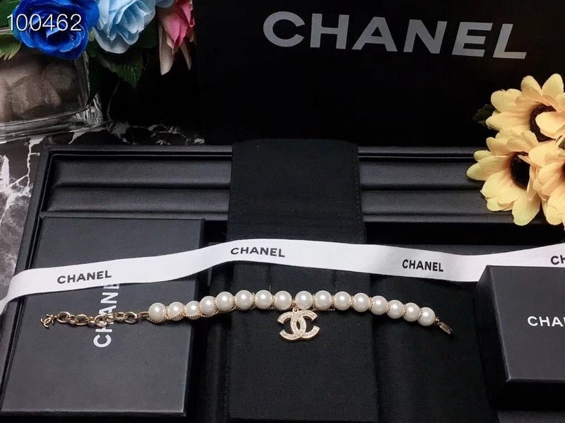 Alternative view of Chanel Pearl Rhinestone Double C Pendant Bracelet