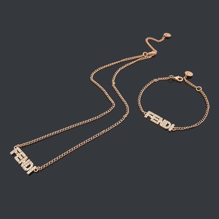 FENDI Diamond Engraved Metal Letter Necklace - Image 9