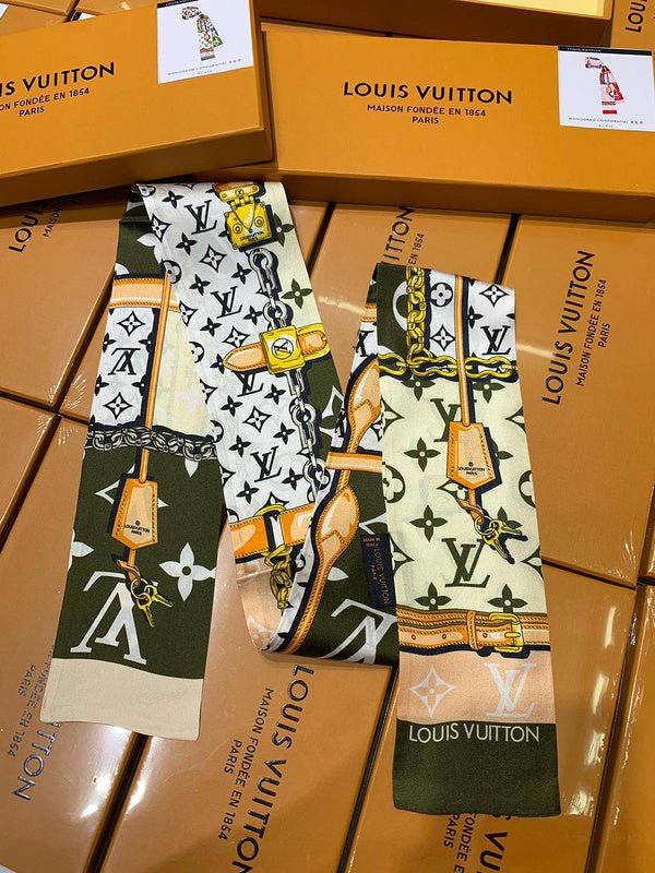 LV Leather Hardware Print Monogram Twilly Scarf - Image 10