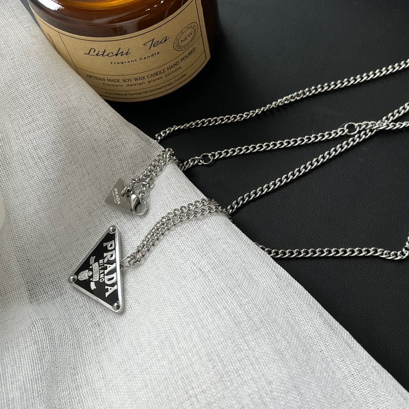 Prada Style Delicate Triangle Necklace - Image 5