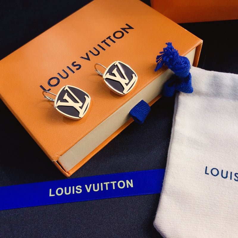 LV Black Enamel Earrings