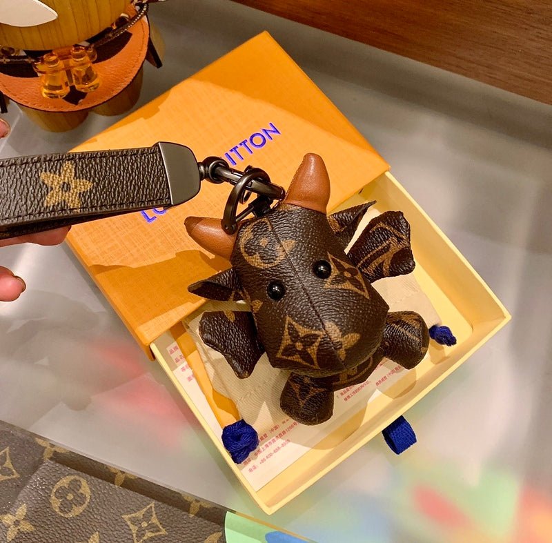 LV Monogram 3D Cow Canvas Strap Keychain - Image 7