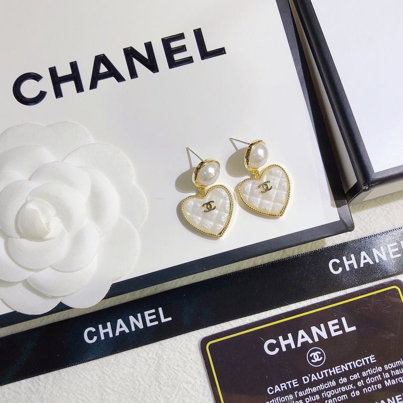Alternative view of Chanel Pearl Quilted Heart Drop Earrings