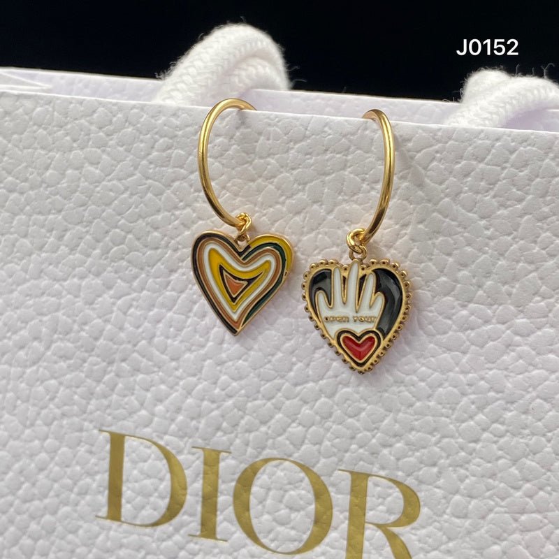 Dior Enamel Heart Hoop Earrings