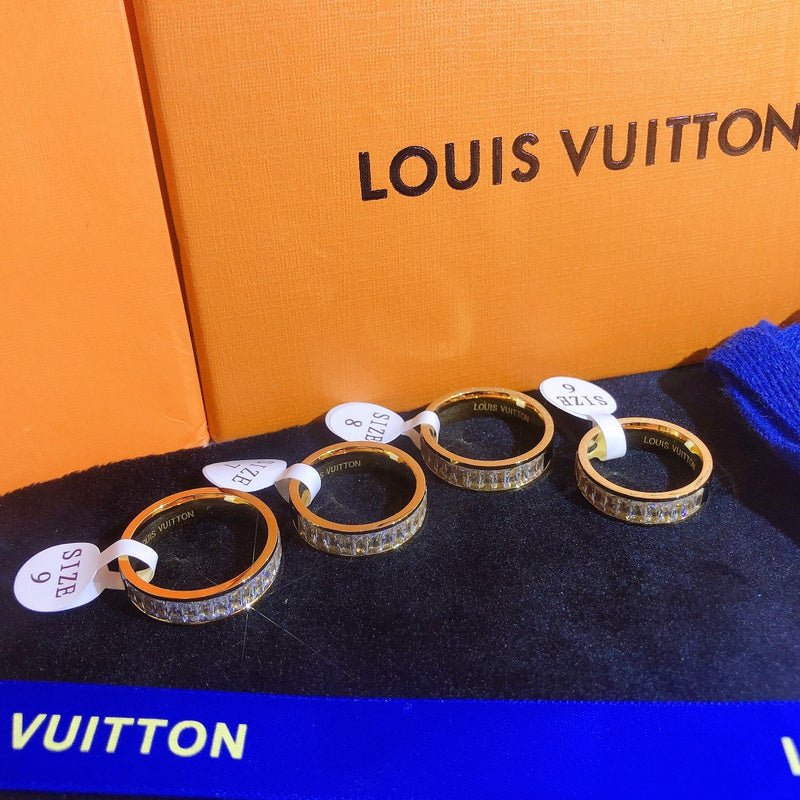 LV Gold Border Dark Enamel Full Wide Logo Ring - Image 7