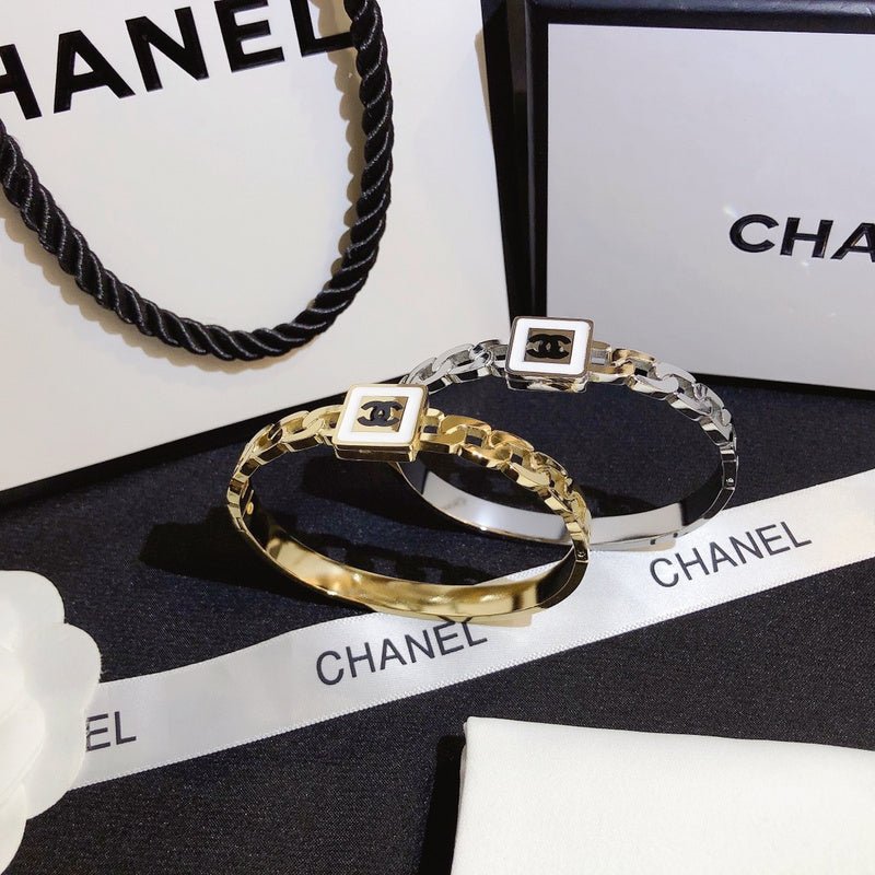 Chanel Square Logo Hollow Weave Bangle