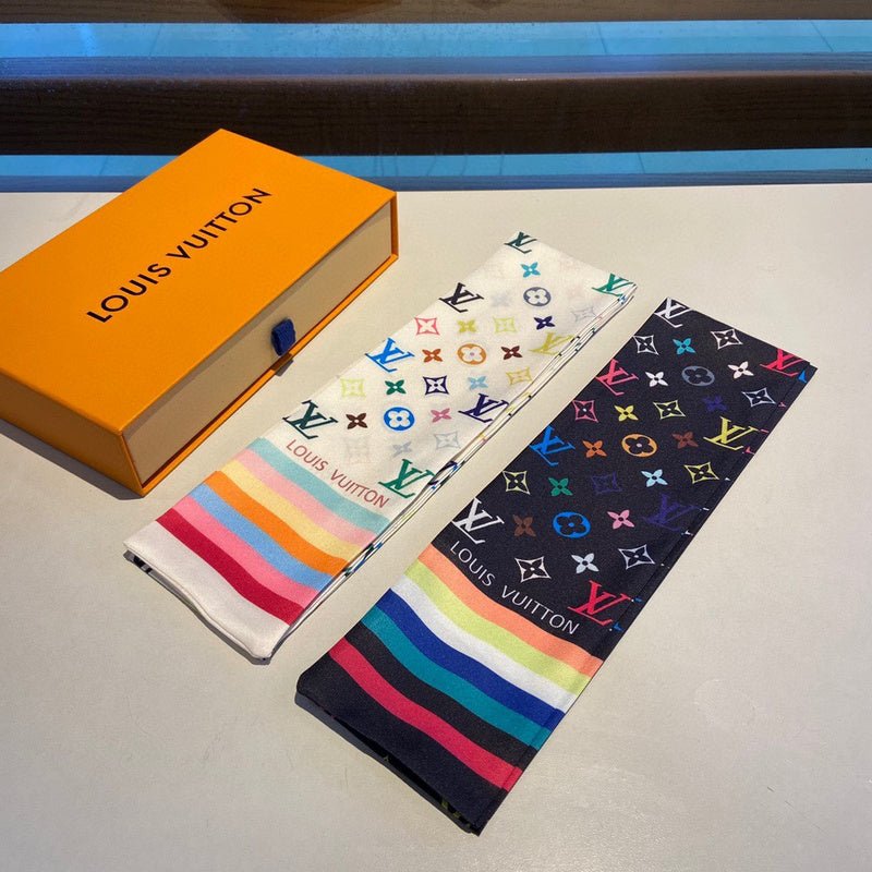 LV Multicolor Monogram Twilly Print Soft Scarf