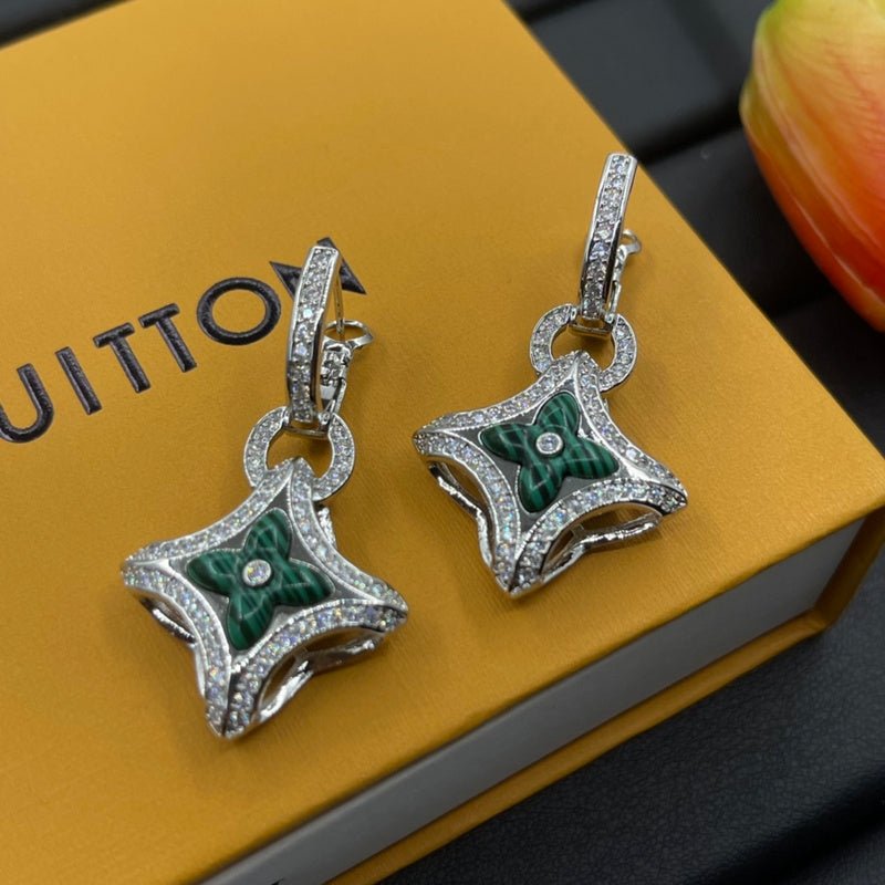 Alternative view of LV Malachite & Crystal Earrings