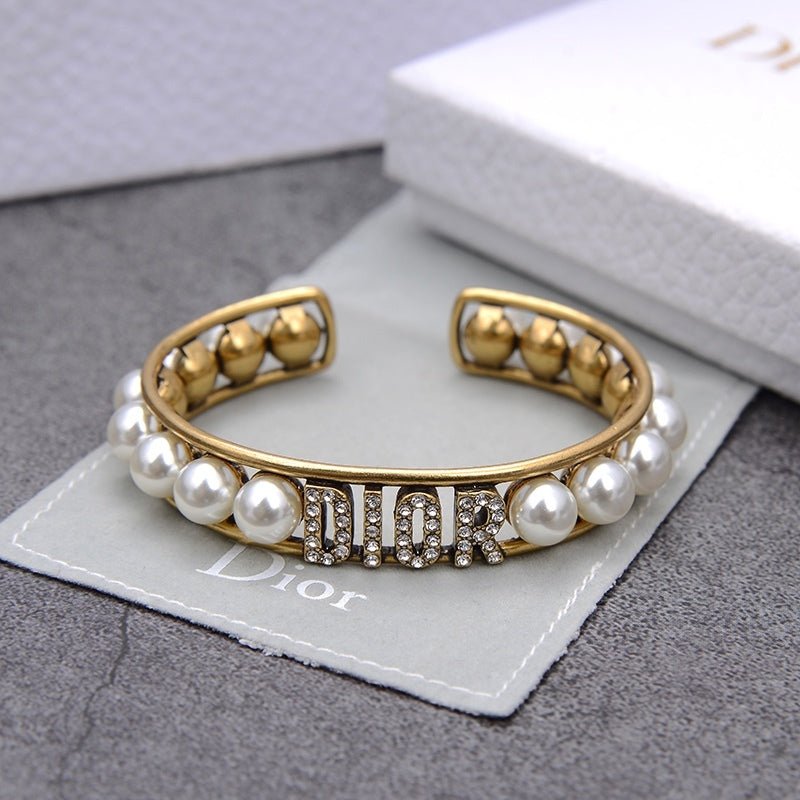 Dior Pearl & Logo Open Bracelet - Image 3