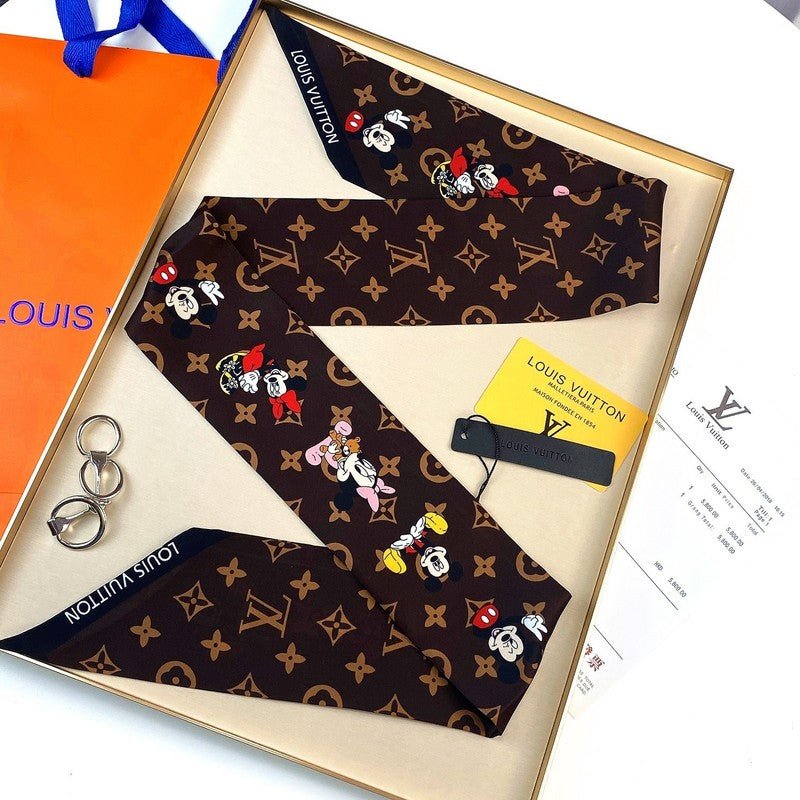 LV Disney Mickey Monogram Twilly Print Scarf