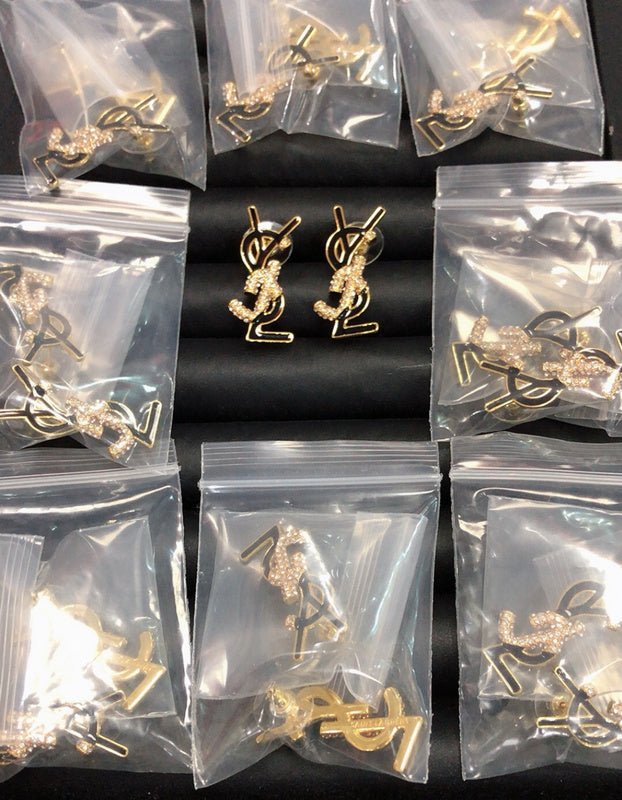 Alternative view of YSL Crystal Logo Earrings