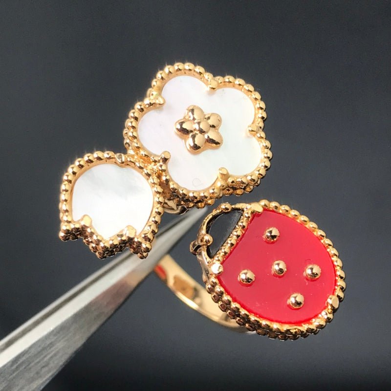 Alternative view of Ladybug White MOP Floral Multi Charm Ring
